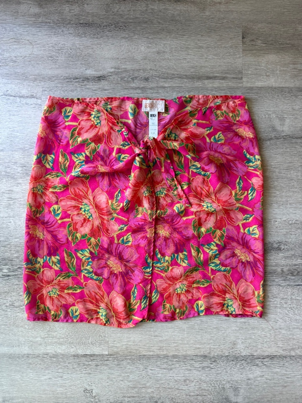Beach Riot Women’s Pink Floral Mini Wrap Sarong NWOT OS